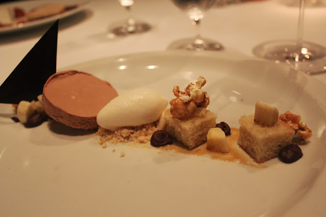 Chocolate parfait with coffee, banana, and popcorn at Menton