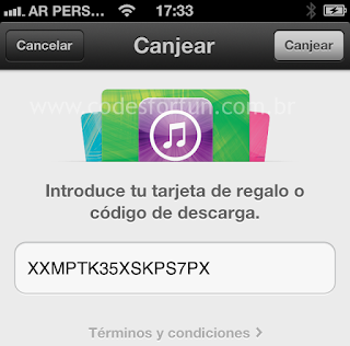 Canjear codigo de tarjeta iTunes Gift Card en iPhone 5