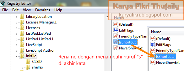 Ubah nama IsShortcut menjadi IsShortcuts (menambahi huruf s di akhir kata) - karyafikri.blogspot.com