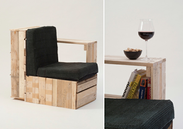 Poltrona de palete reciclado ideal para leitura de livros