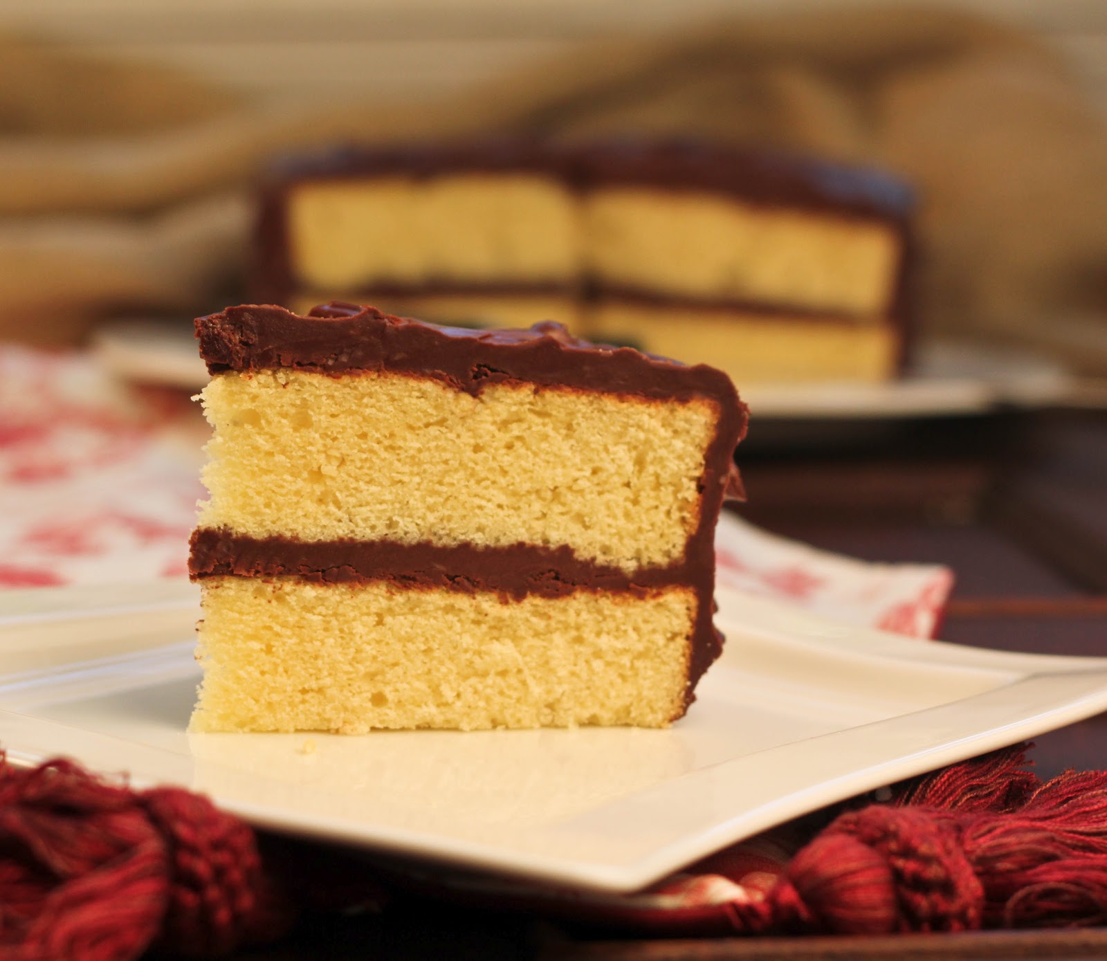 Yellow Butter Cake with Chocolate Icing