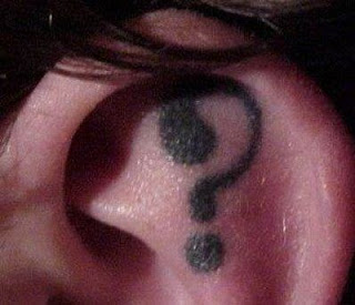 Funny Ear Tattoo - Question Mark Design