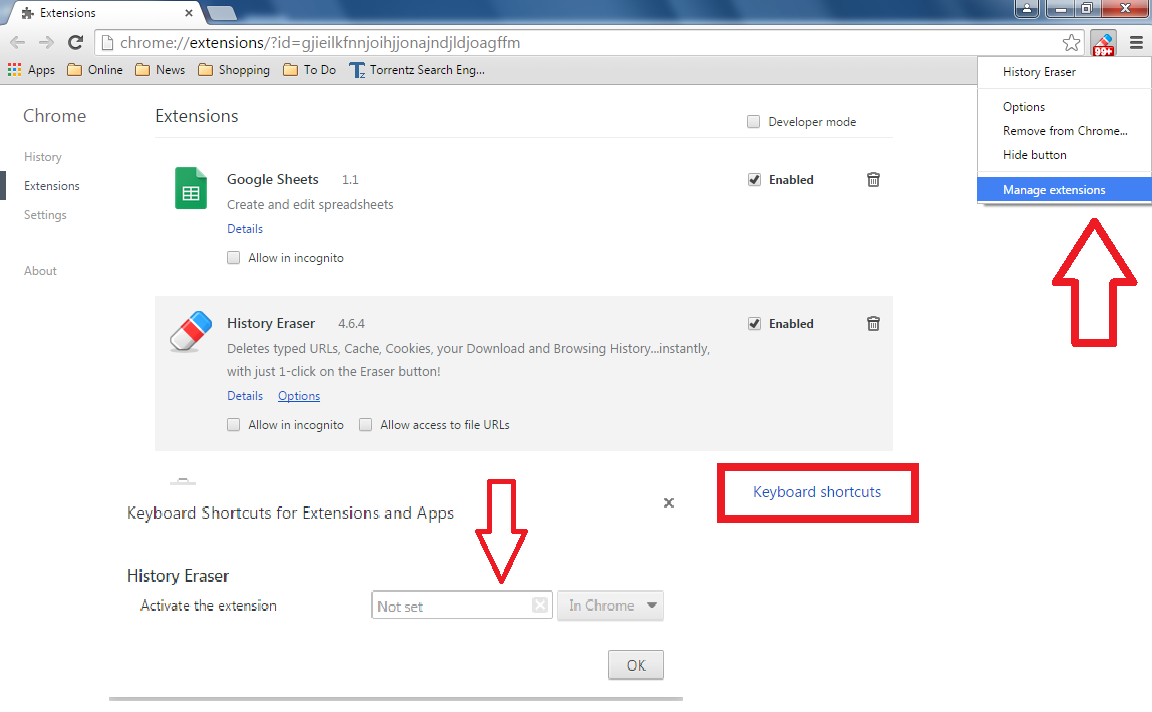 Learn New Things Clear history in Single Click & Shortcut Key (History