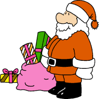 Clip art image of Santa Claus with gifts religious photo