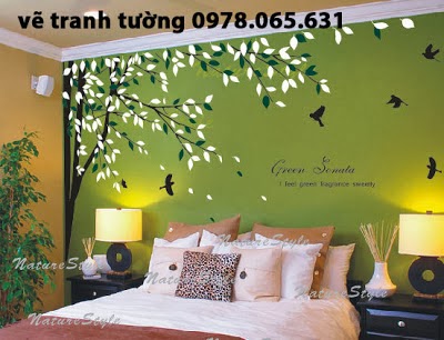 Vẽ tranh tường phòng ngủ Vẽ tranh tường phòng ngủ hiện đại