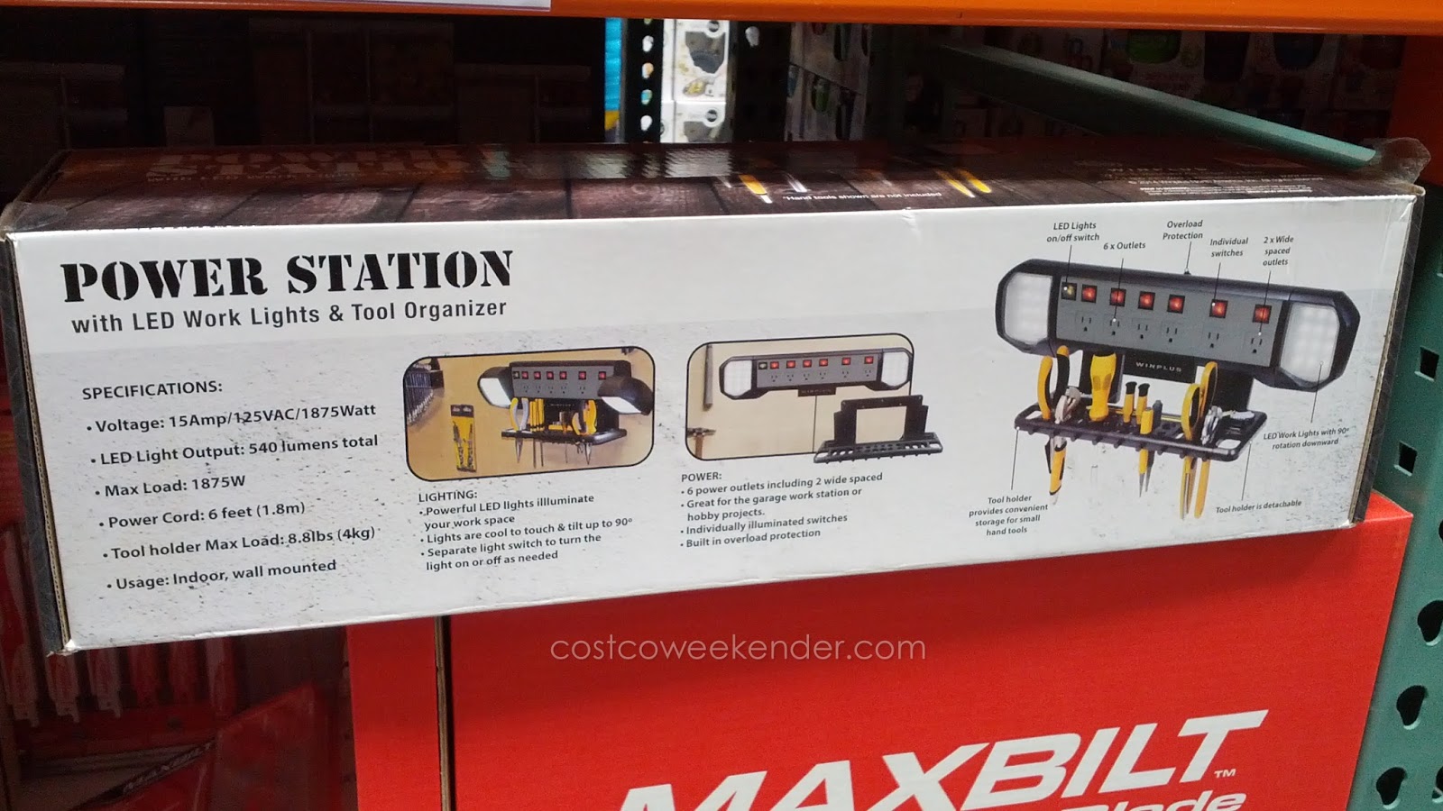 Winplus Power Station Wall Mount with LED Light & Tool Organizer