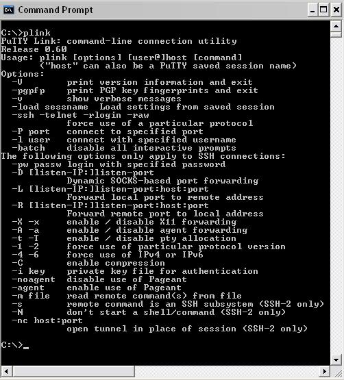 Garbage Yard Plink command line connection tool