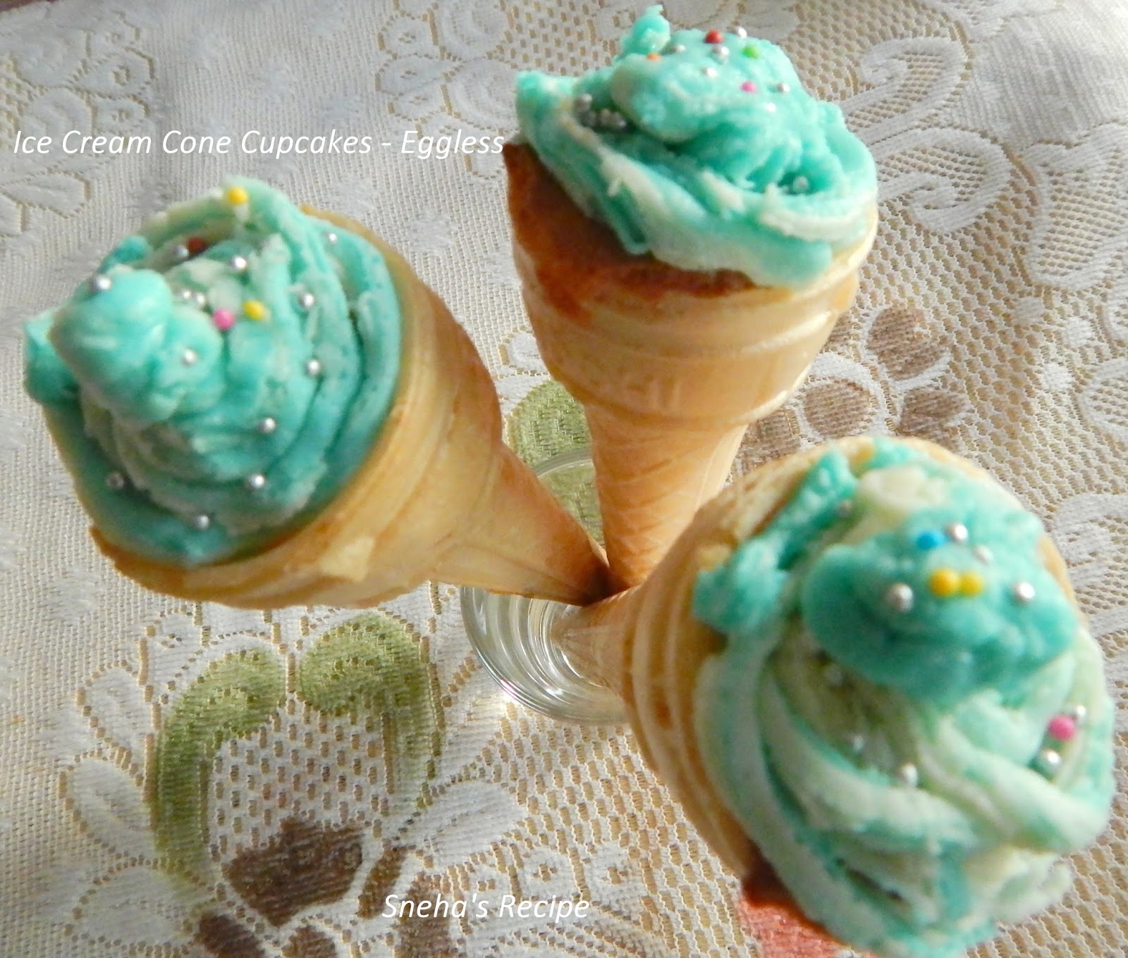 Ice Cream Cone Cupcakes Eggless Sneha's Recipe