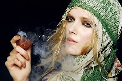 Girl smoking sexy pipe