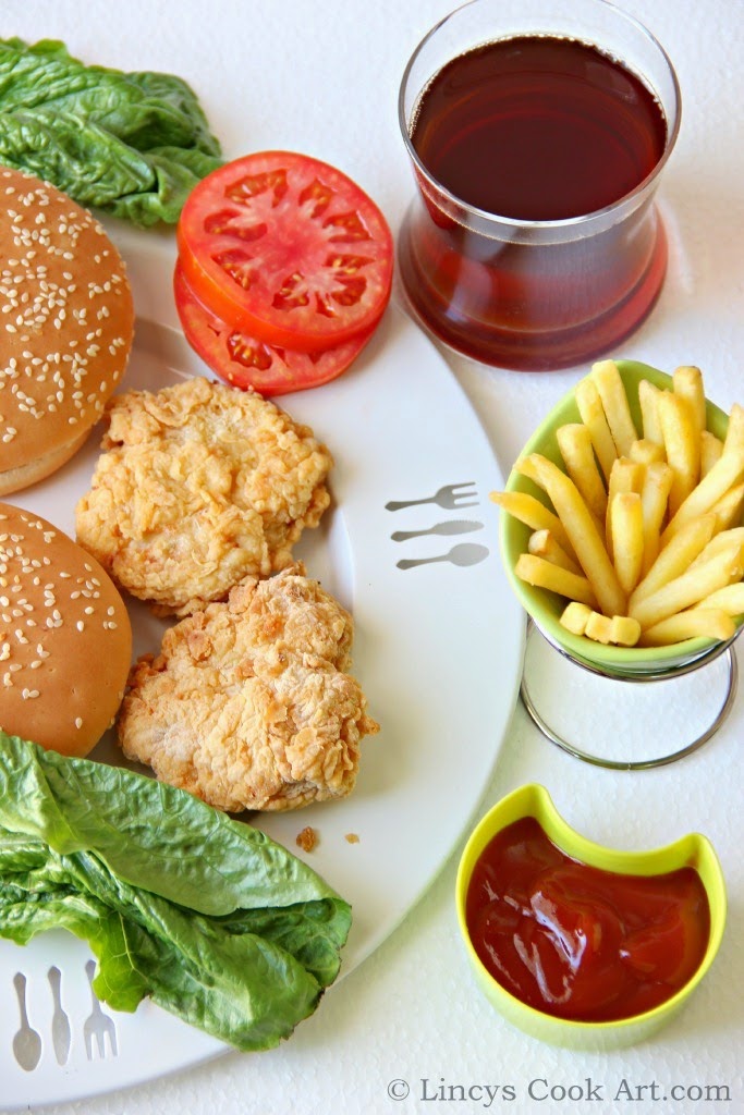 Fried Chicken Burger ~ Lincy's Cook Art