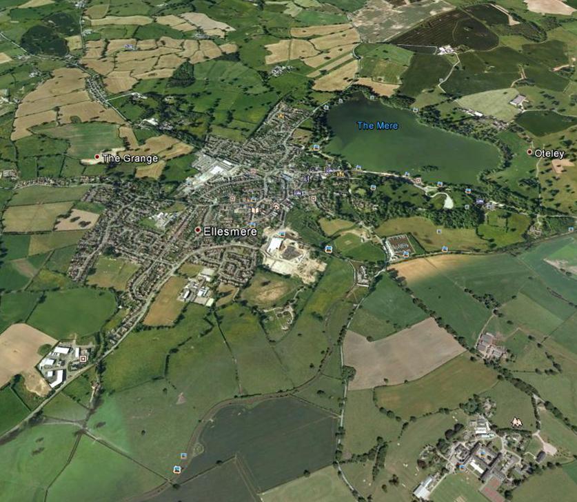Ellesmere Shropshire Beautiful Market Town Aerial view of Ellesmere