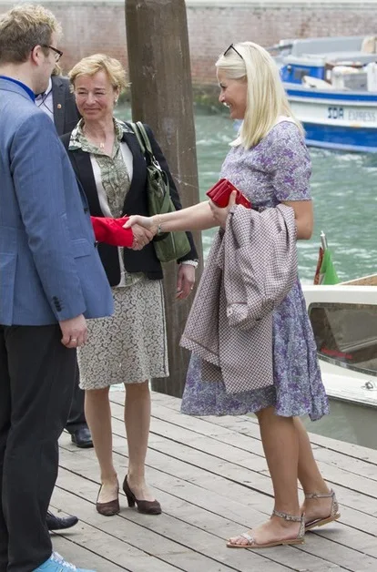 Princess Mette-Marit of Norway attended the opening ceremony of the Nordic Pavilion at the 56th International Art Exhibition (Biennale d'Arte) titled 'All the Worlds Futures