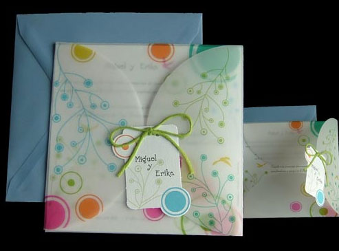 Invitación circulos y colores para boda Invitación circulos y colores para boda