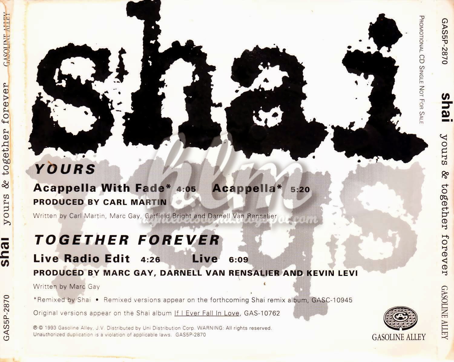 Highest Level Of Music Shai Yours Together Forever Promo Cds