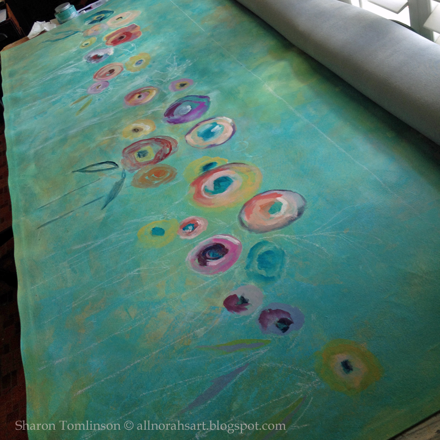 Norah'S Painting a Floor Cloth