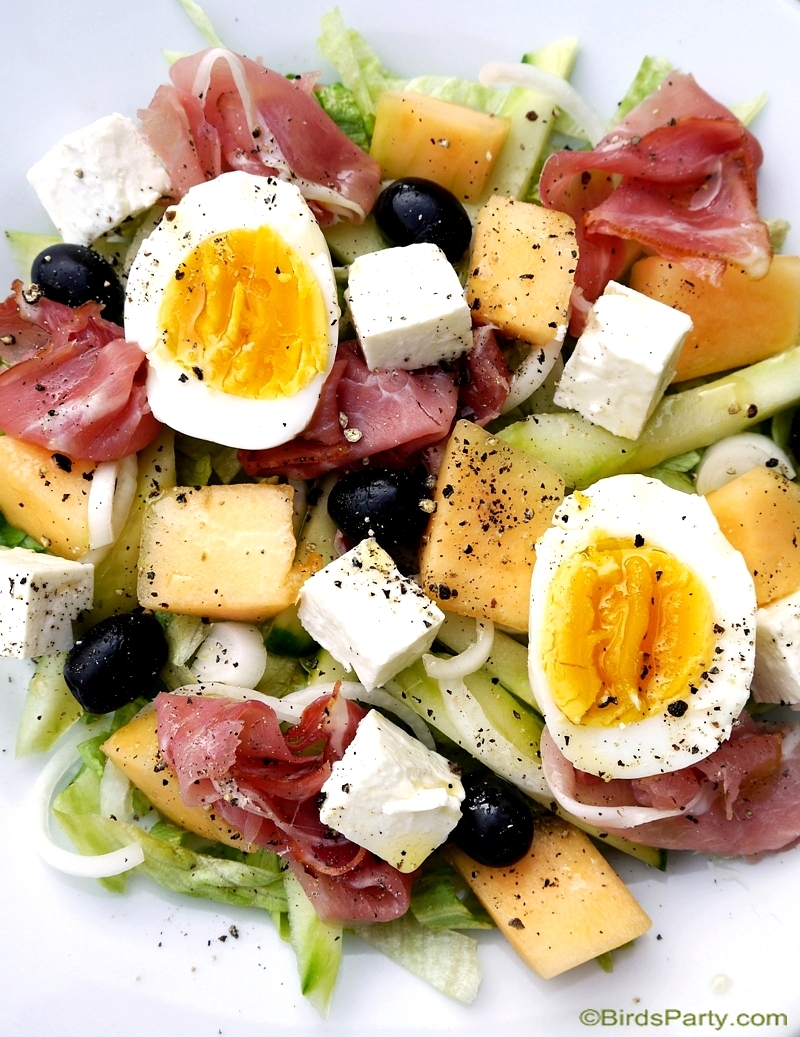 Recette: Salade de Melon Cantaloup & Jambon Sec Recette: Salade de Melon Cantaloup & Jambon Sec