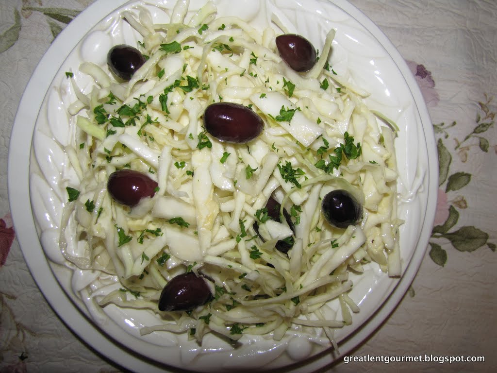 Great Lent Gourmet Day 48 Cabbage and Olive Salad