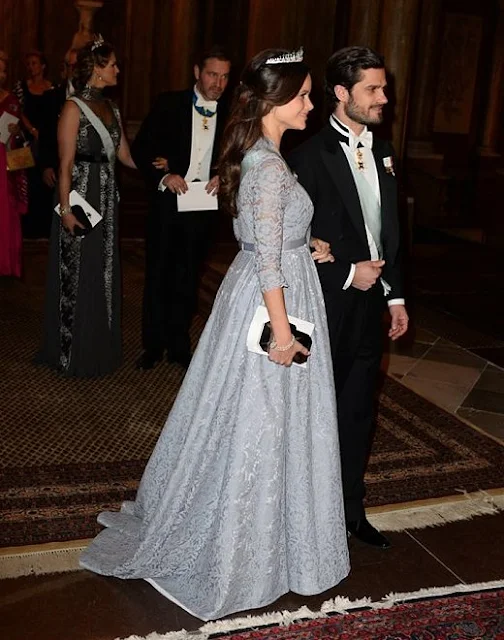 Crown Princess Victoria and Prince Daniel, Prince Carl Philip and Princess Sofia, Princess Madeleine and Christopher O'Neill attend the Royal dinner held in honor of the 2015 Nobel prize winners