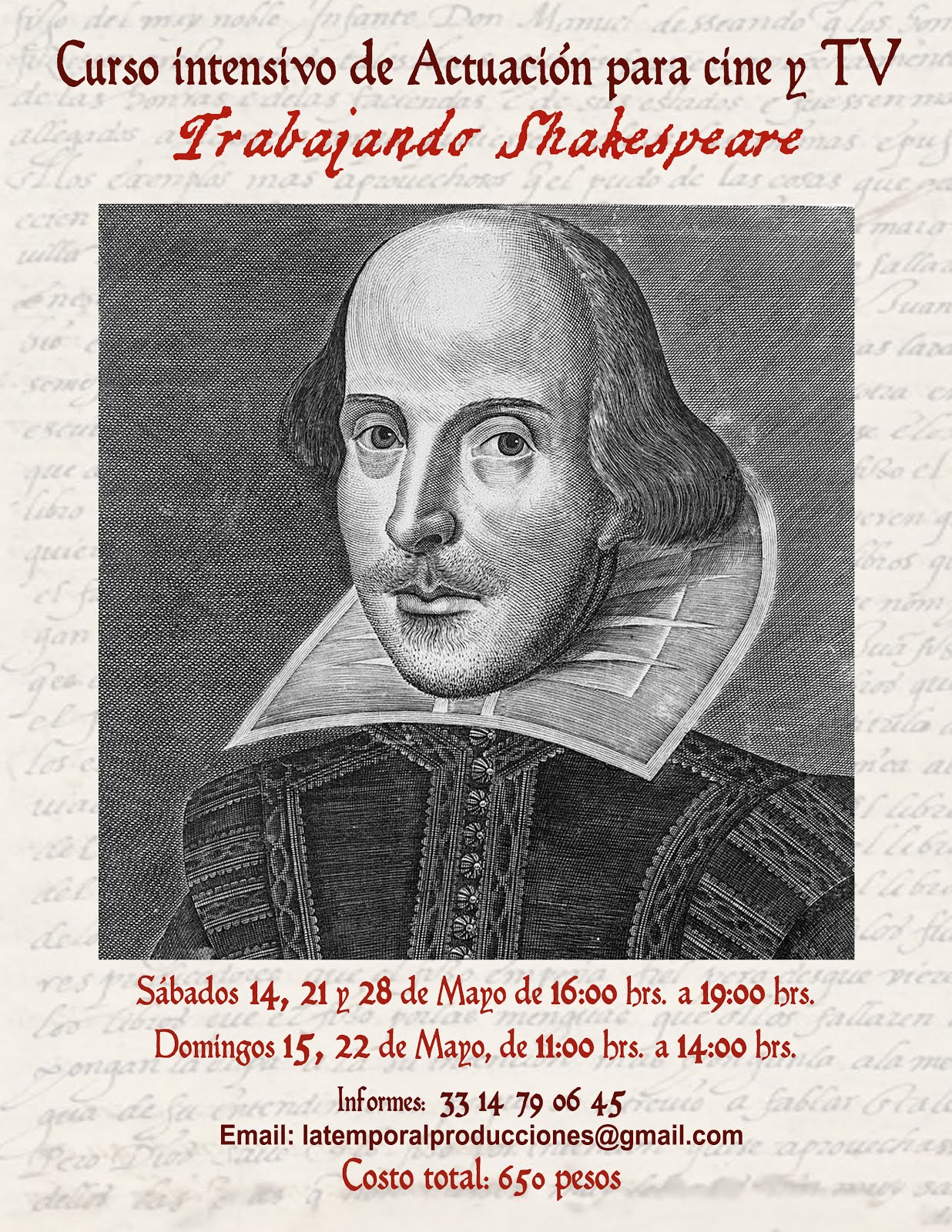 Curso de actuación para cine y Tv. TRABAJANDO SHAKESPEARE