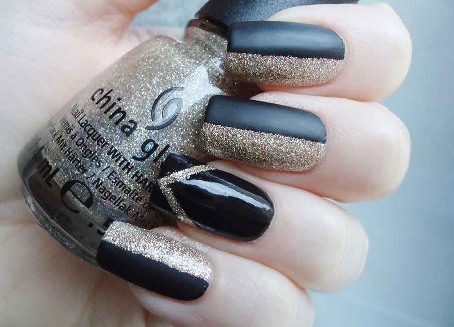 Silvia Lace Nails: New Years' Eve nails: black and glitter, and matte