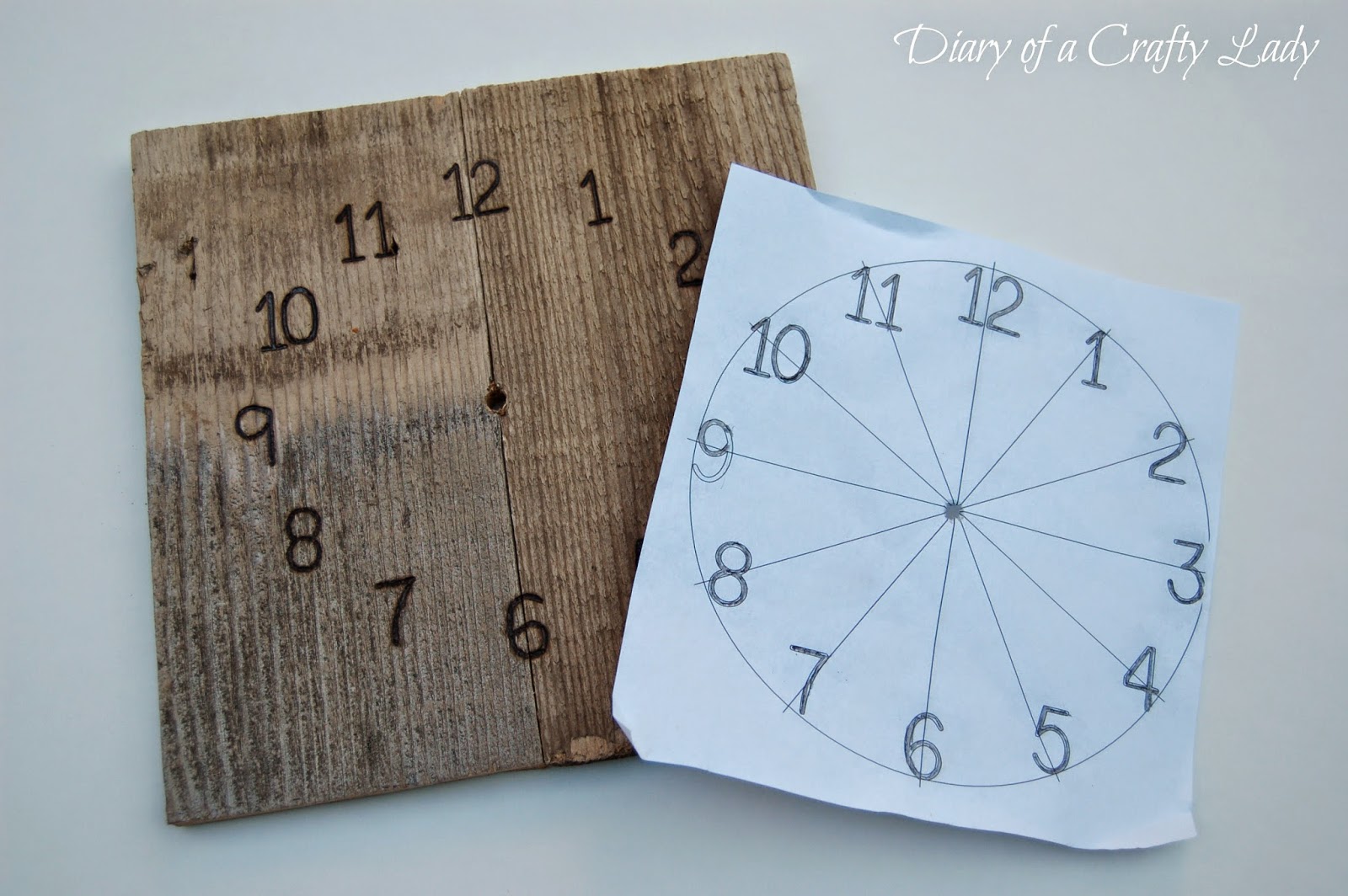 Diary of a Crafty Lady Woodburned clock from Reclaimed Wood