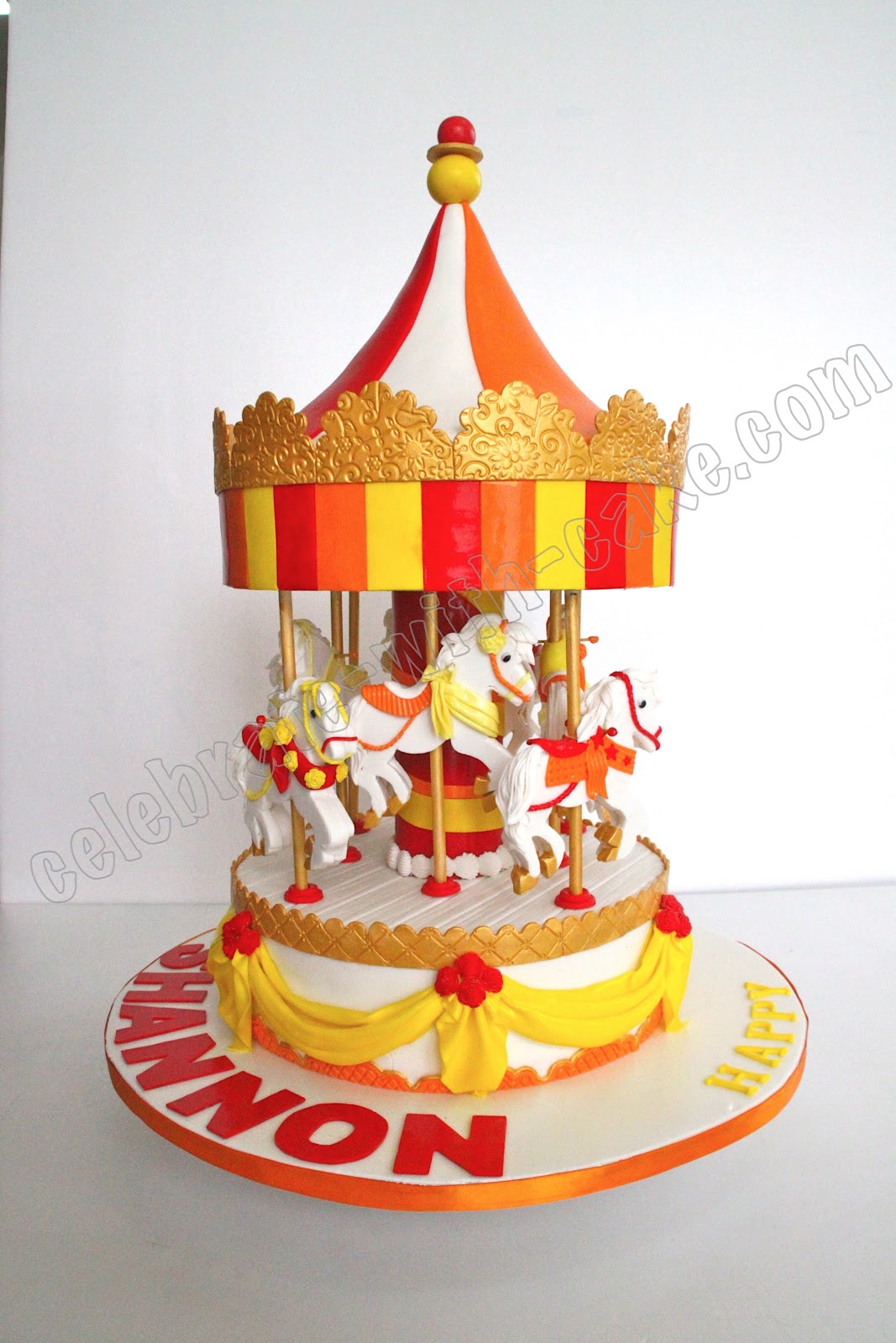 Celebrate with Cake! 1st Birthday Static Carousel Cake
