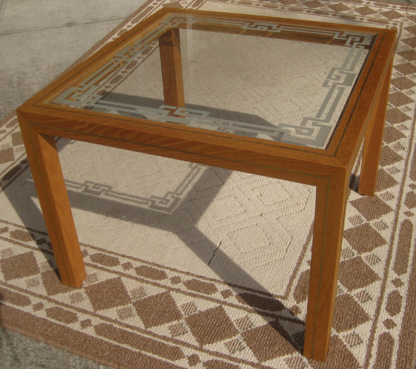 UHURU FURNITURE & COLLECTIBLES SOLD Coffee Table with Etched Glass 50