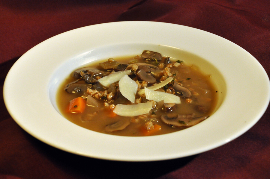 Stealth Cooking Farro and Mushroom Soup
