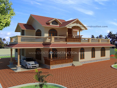 Evens Construction Pvt Ltd Sloped Roof House Elevation Design