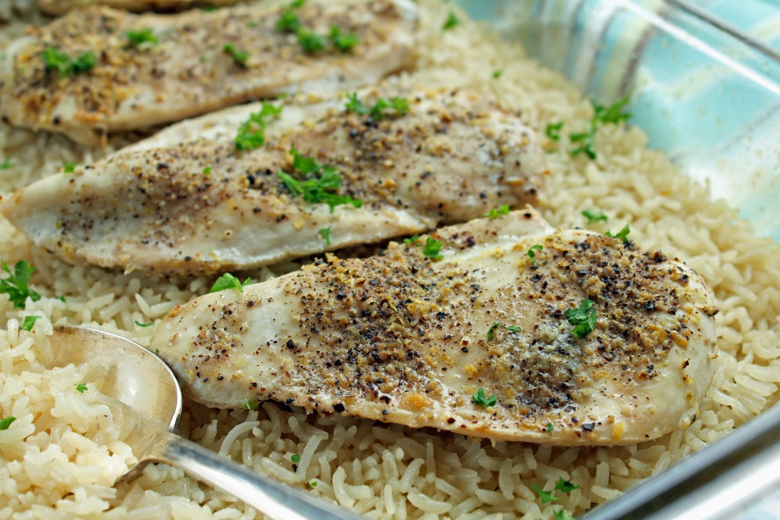 Delicious as it Looks Baked Lemon Pepper Chicken & Rice