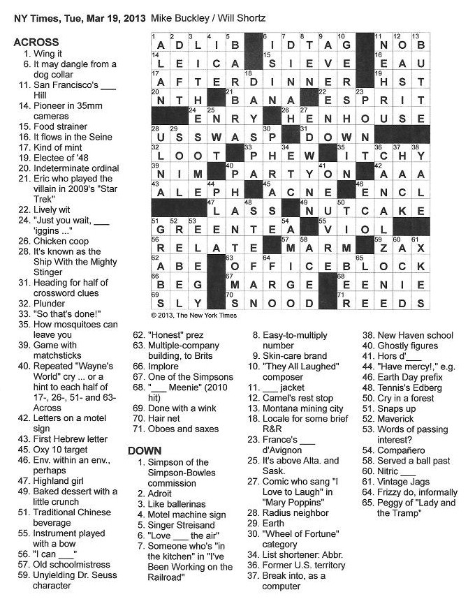 Crossword pollution The New York Times Crossword in Gothic: 03.19.13 — Contemporánea