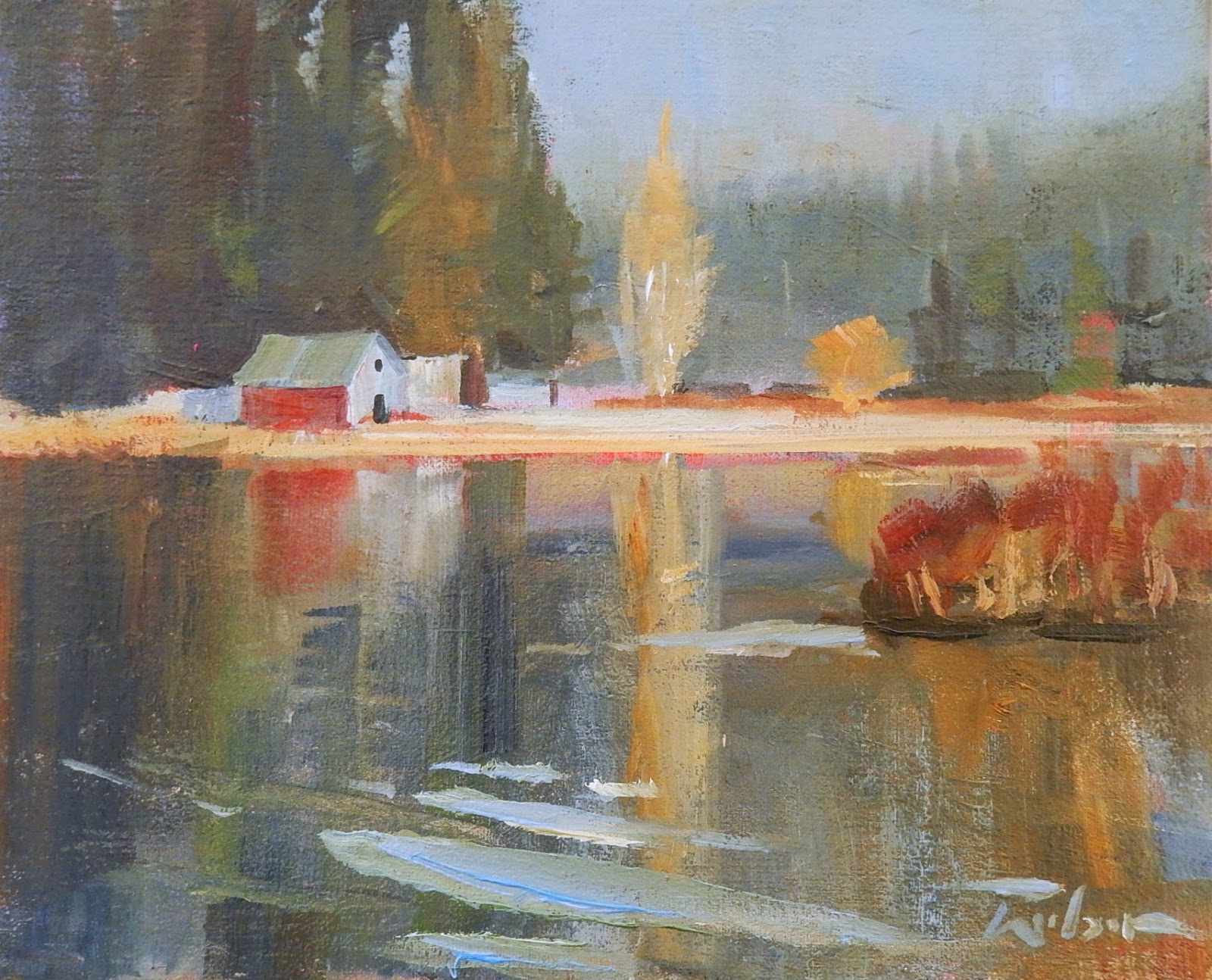 Artist Ron Wilson Canada Red Barn Oil 8x10