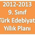 2012-2013 9. Sınıf Türk Edebiyatı Yıllık Planı
