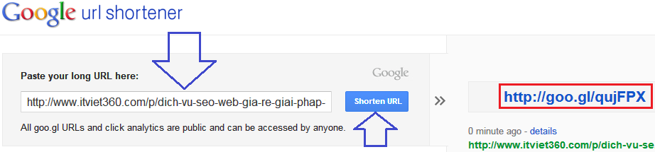 Cách rút gọn link URL với google ( goo.gl )