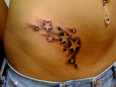 tattoos for girls on lower hip. cute star tattoos for girls on hip
