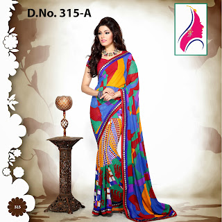 Designer fashionable printed saree with multi color sari 315A
