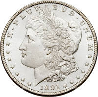 Photograph of the front of a Liberty silver dollar