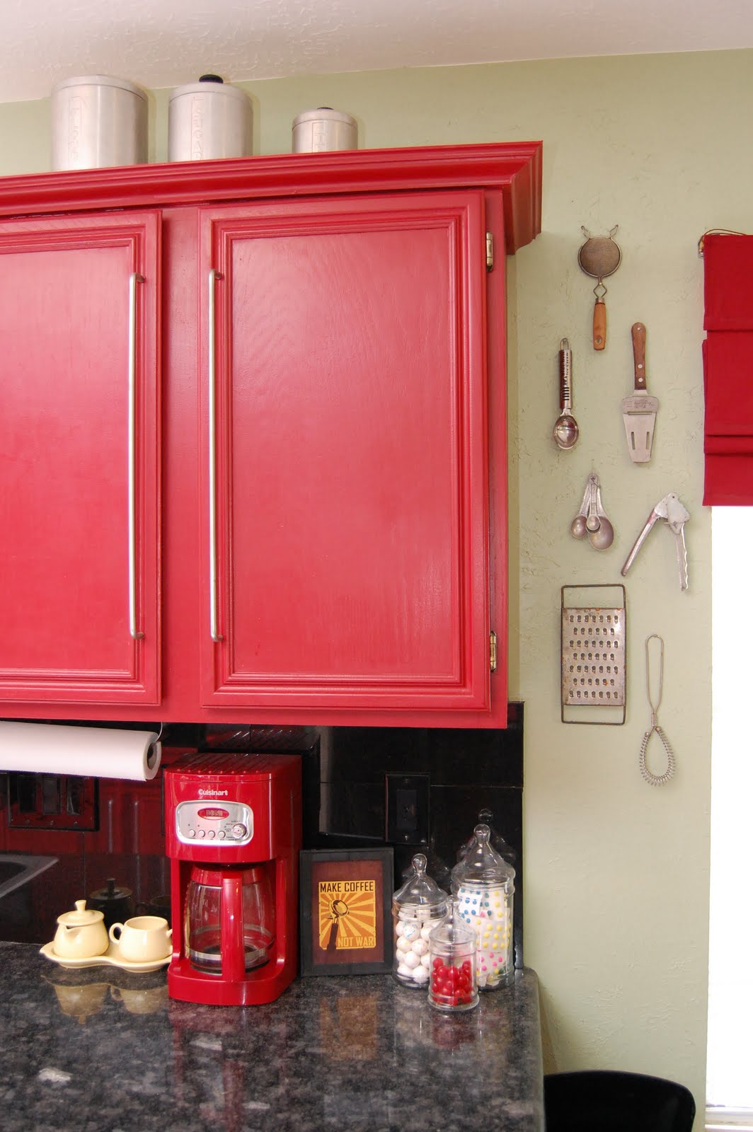 How to clean greasy kitchen cabinets decorated my kitchen with some old kitchen utensils, cans, tools, etc