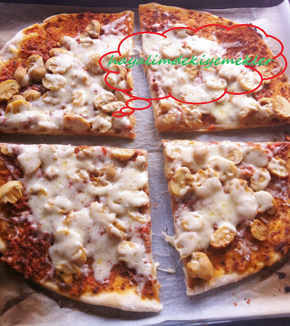 Kıymalı Mantarlı Pizza Tarifi degisik pizza tarifleri,resimli pizza tarifleri