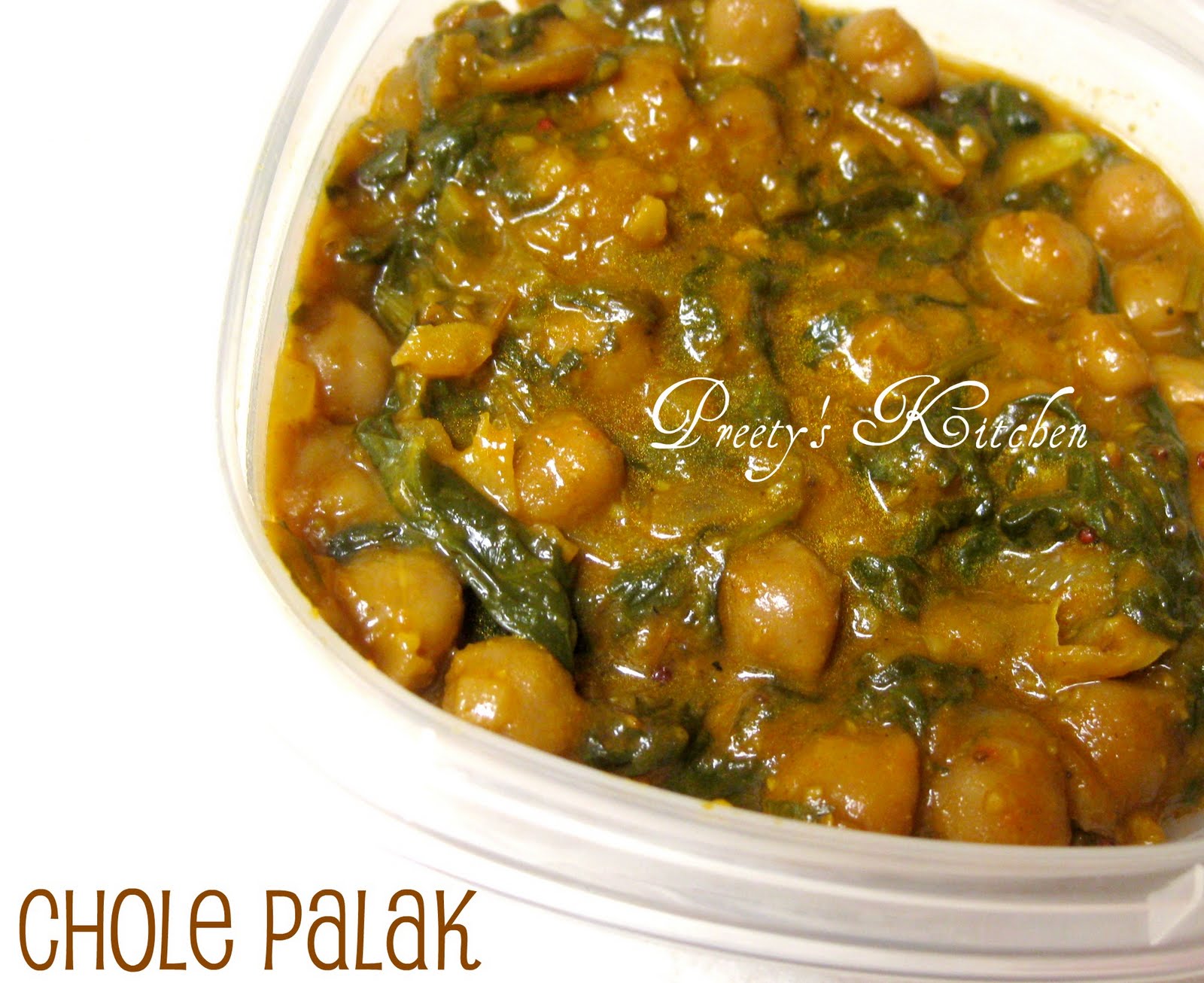 Preety's Kitchen Chole Palak / Garbanzo Beans With Spinach