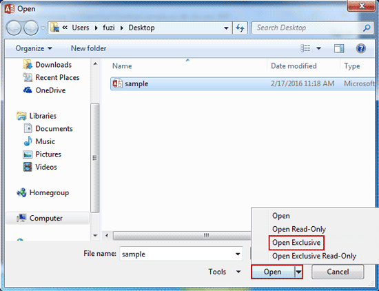 open access 2016 database with open exclusive mode open access 2016 database with open exclusive mode