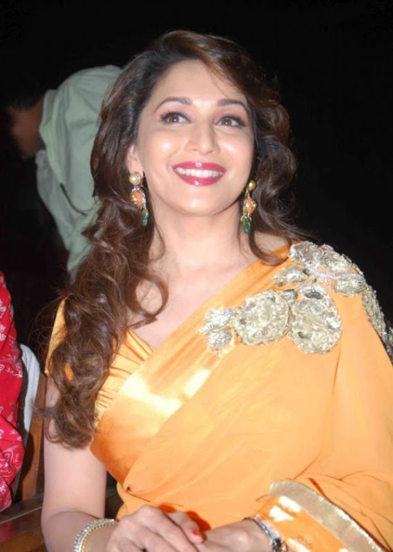 Celeb Saree ..: Beautiful Actress Madhuri Dixit Sweet Red Lips Smile in