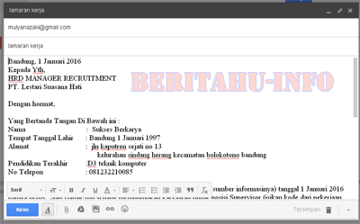 Sekedar Info Tips Membuat Surat Lamaran Kerja Dengan Mengirim Via