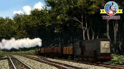 Thomas the tank engine friends Percy and Diesel the train engine with the Sodor carnival Calliope