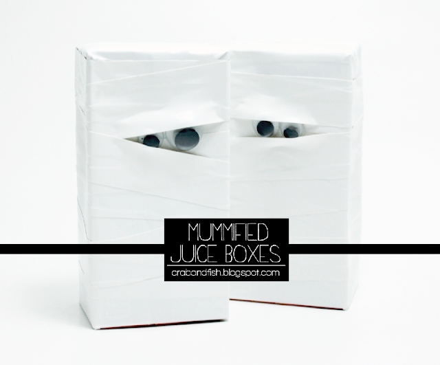 mummified juice boxes #DIY #Halloween #Halloweenparty #mummy | crab+fish