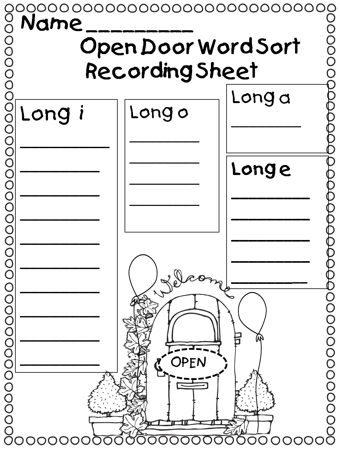 First Grade Wow Open Door Words Oh MY!