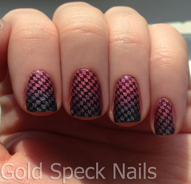 gold speck nails teal pink