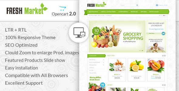 Fresh Market OpenCart Responsive Theme
