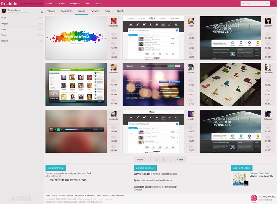 Dribbble Interface Template Dribbble Interface Template