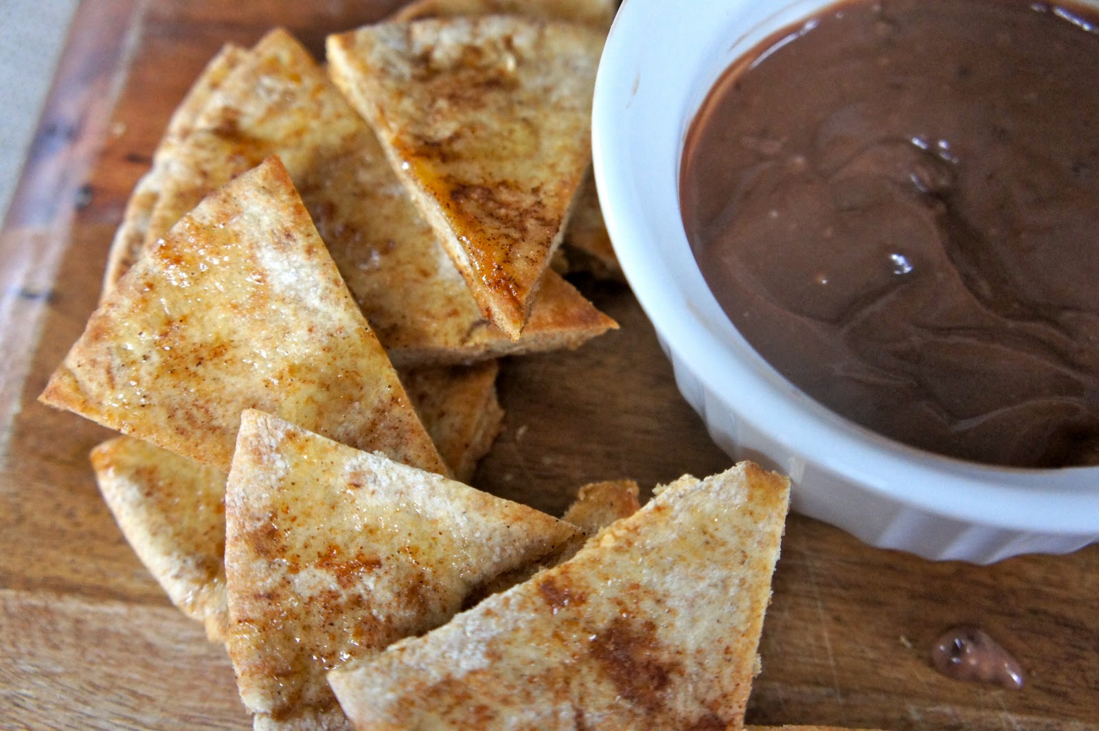 Table for Two. Cinnamon Pita Chips and Cocoa Yogurt Dip